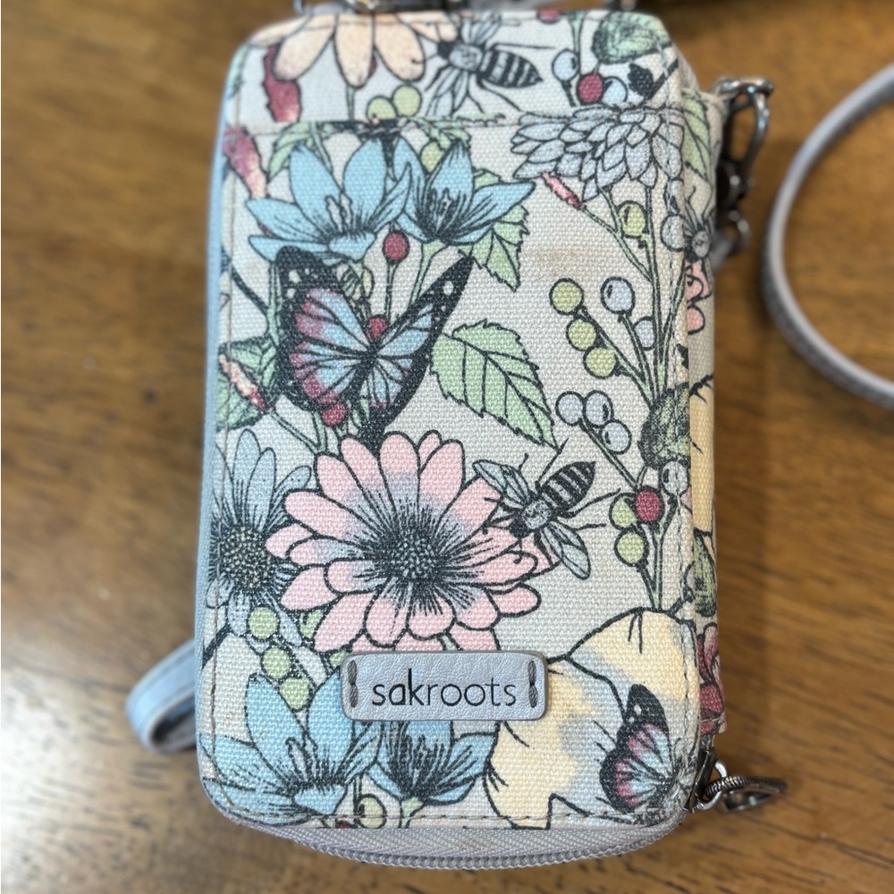Sakroots Butterfly and Floral Crossbody Bag - Pastel Multicolor